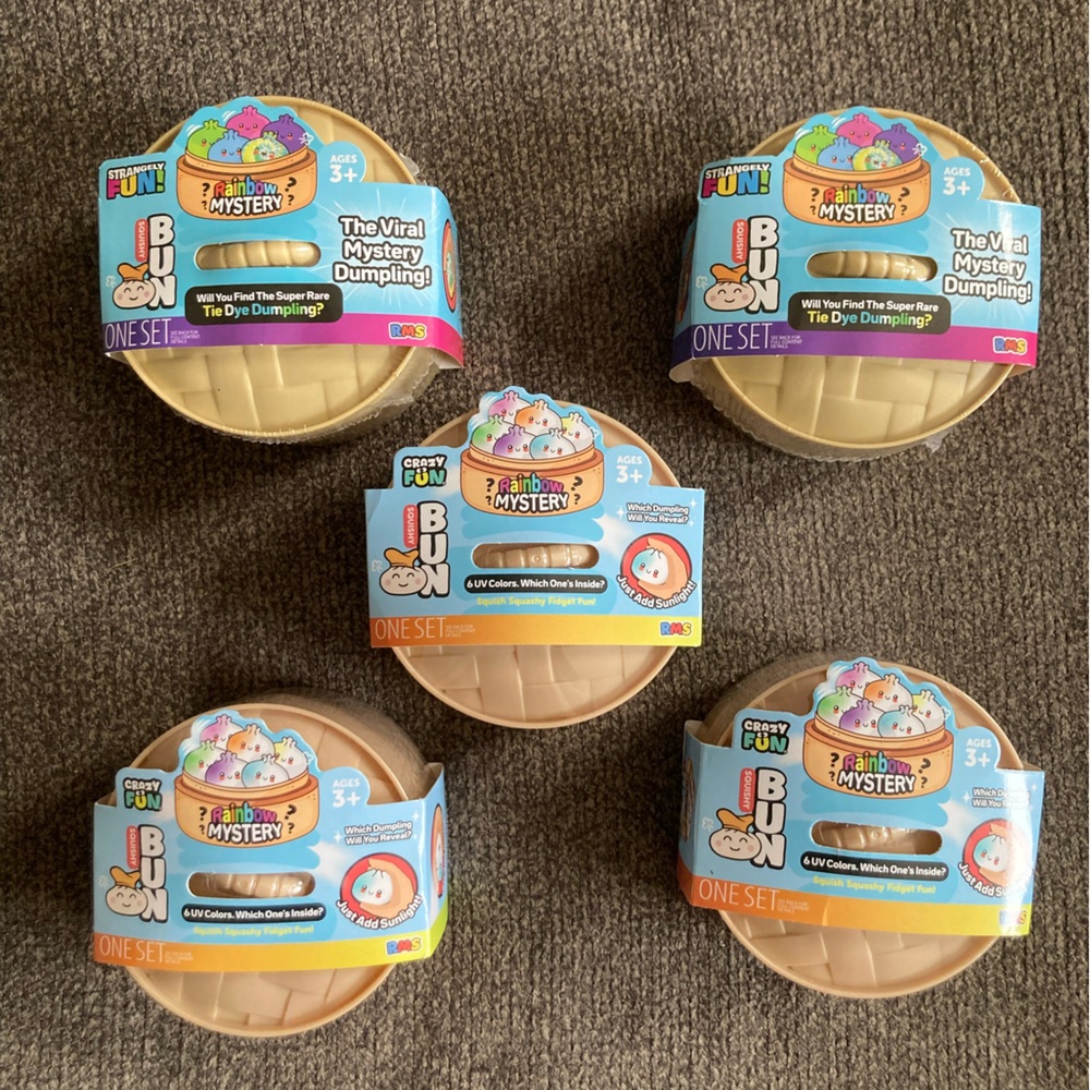 LOT OF 5 Crazy Fun Rainbow Squishy Bun Mystery Dumpling Five Below NEW SEALED
